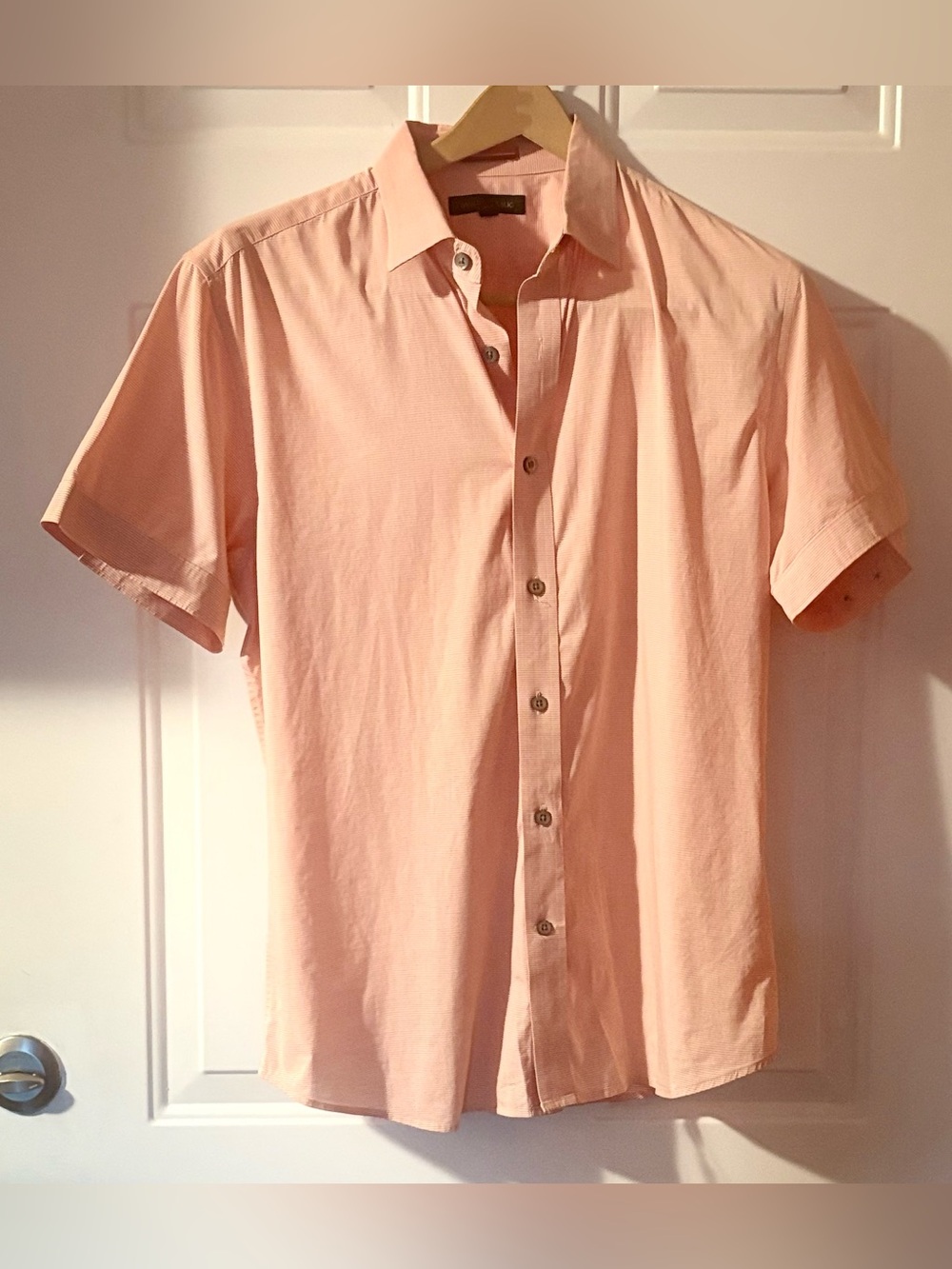 Striped Cotton blend short-sleeve button-up shirt, Banana Republic Men’s size M